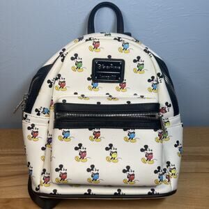 Loungefly Disney Parks Mini Backpack Bag Purse Mickey Mouse White Black
